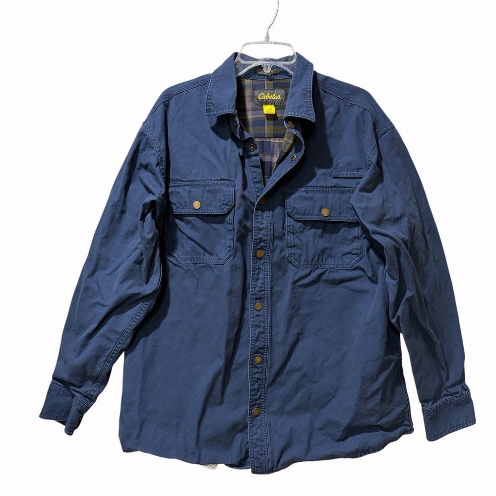 Vintage Cabelas Barn Chore Coat Mens Large Blue Corduroy Flannel Lined Cotton